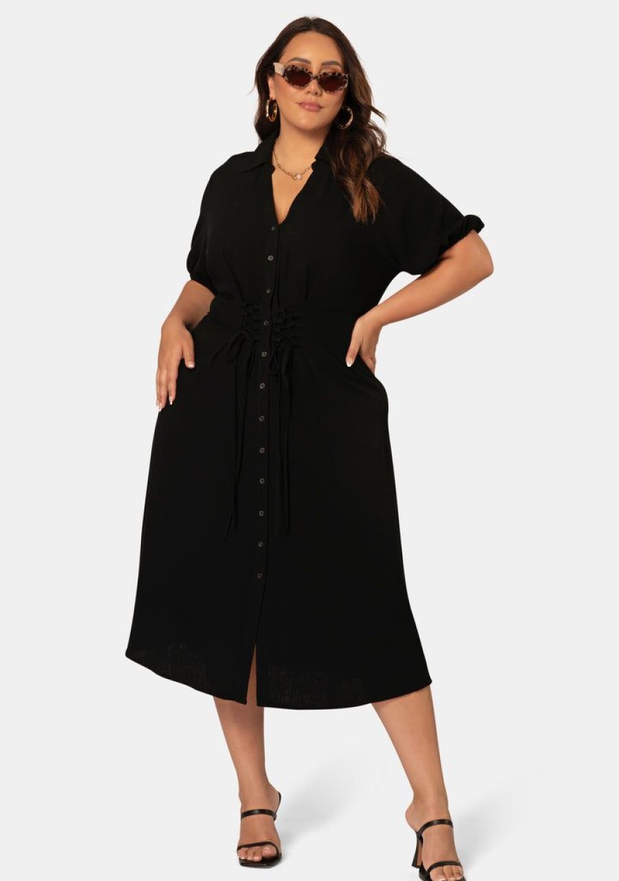 SOMETHING 4 OLIVIA Black Dresses | Kaia Maxi Shirt Dress