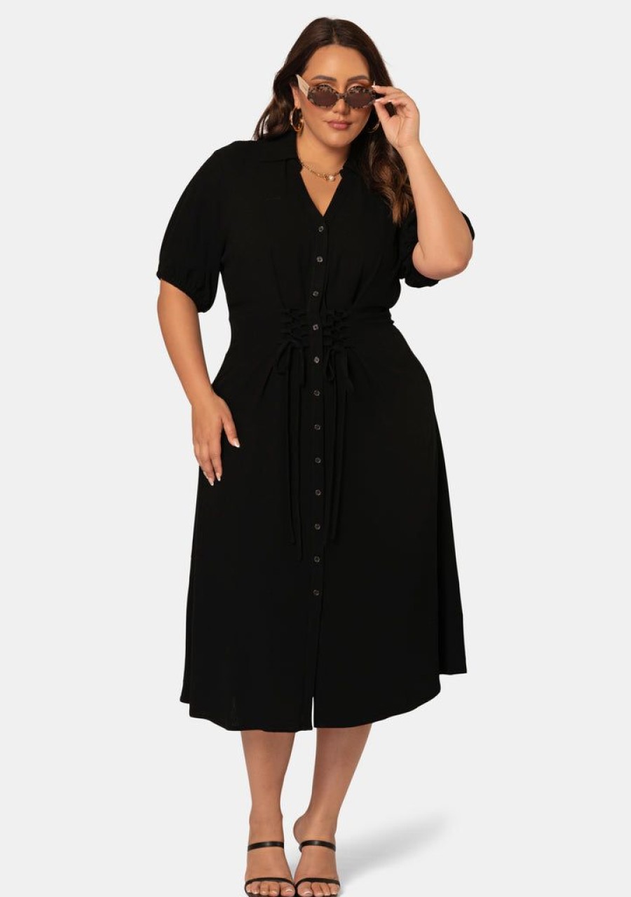 SOMETHING 4 OLIVIA Black Dresses | Kaia Maxi Shirt Dress