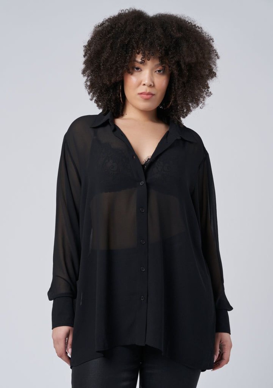 SUNDAY IN THE CITY Shirts & Blouses | Vixen Sheer Shirt