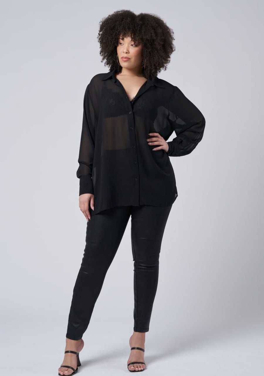 SUNDAY IN THE CITY Shirts & Blouses | Vixen Sheer Shirt