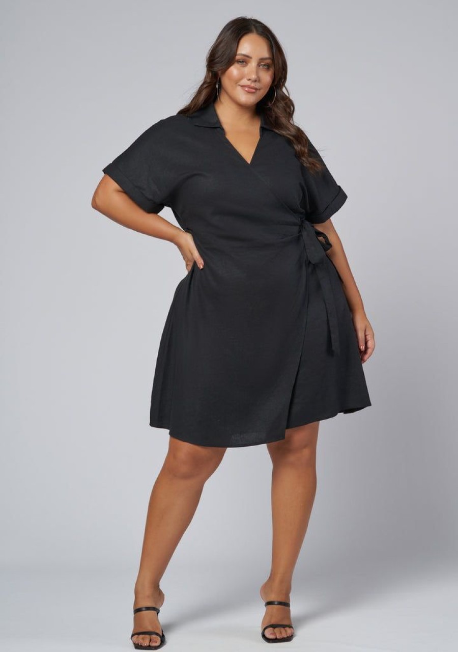 SOMETHING 4 OLIVIA Black Dresses | Kensley Mini Shirt Dress