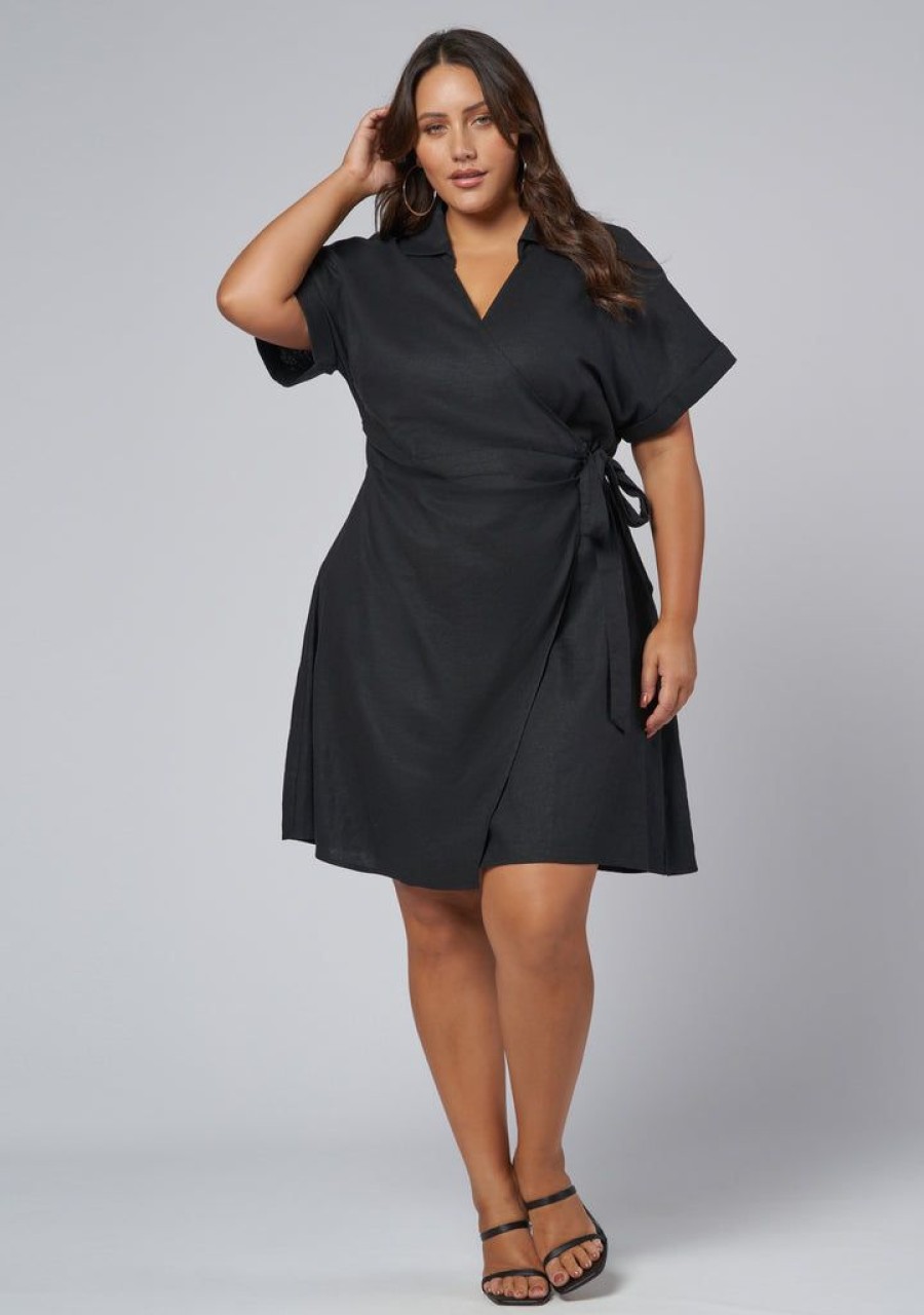 SOMETHING 4 OLIVIA Black Dresses | Kensley Mini Shirt Dress