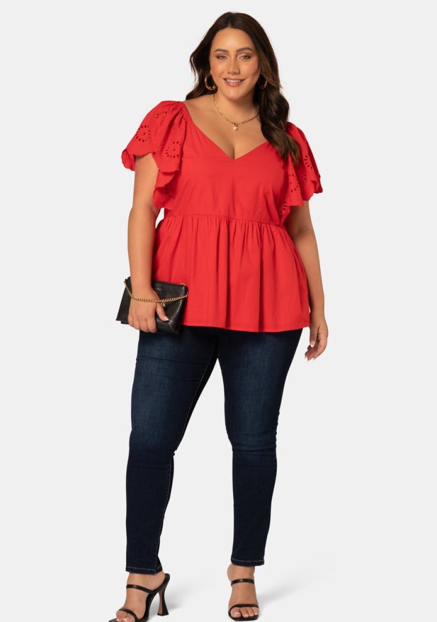 SOMETHING 4 OLIVIA Shirts & Blouses | Everly Broderie Sleeve Top