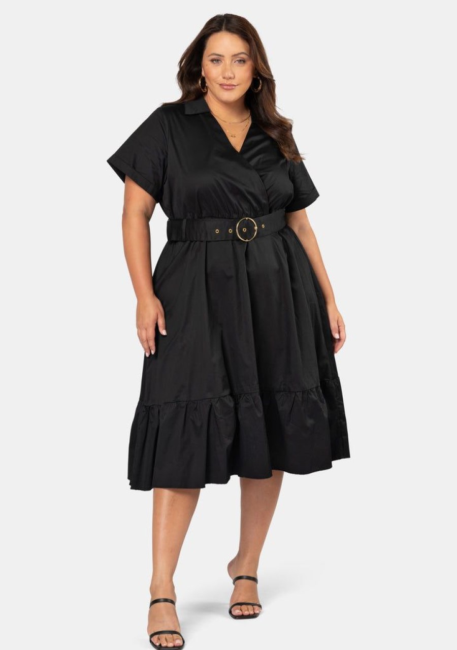 SOMETHING 4 OLIVIA Black Dresses | Aura Midi Shirt Dress