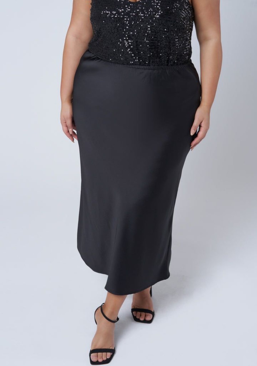 PINK DUSK Midi Skirts | The Ivy Satin Skirt