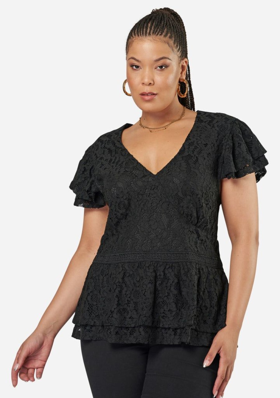 SOMETHING 4 OLIVIA Shirts & Blouses | Daisy Lace Peplum Top