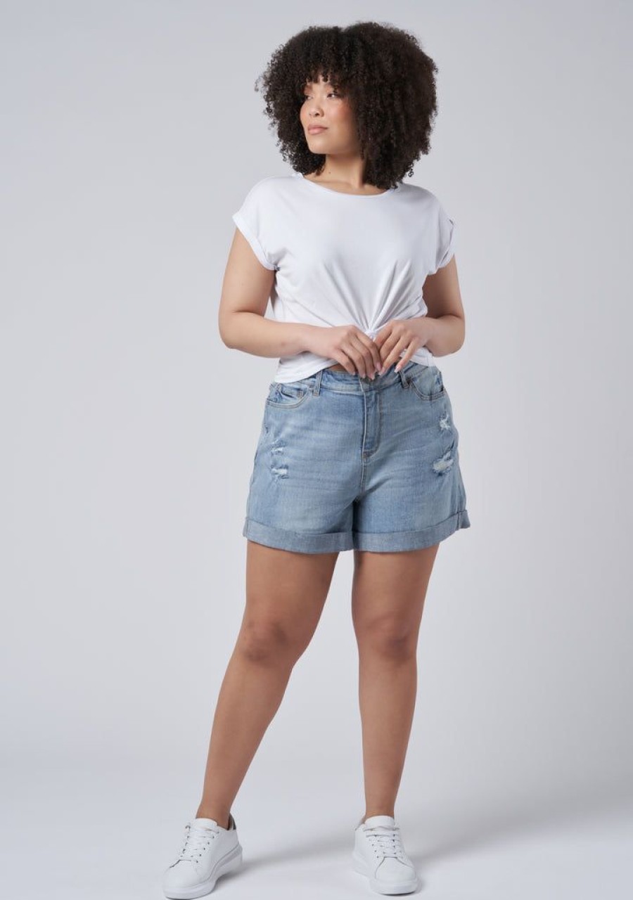 INDIGO TONIC Denim | Loreli Distressed Denim Shorts