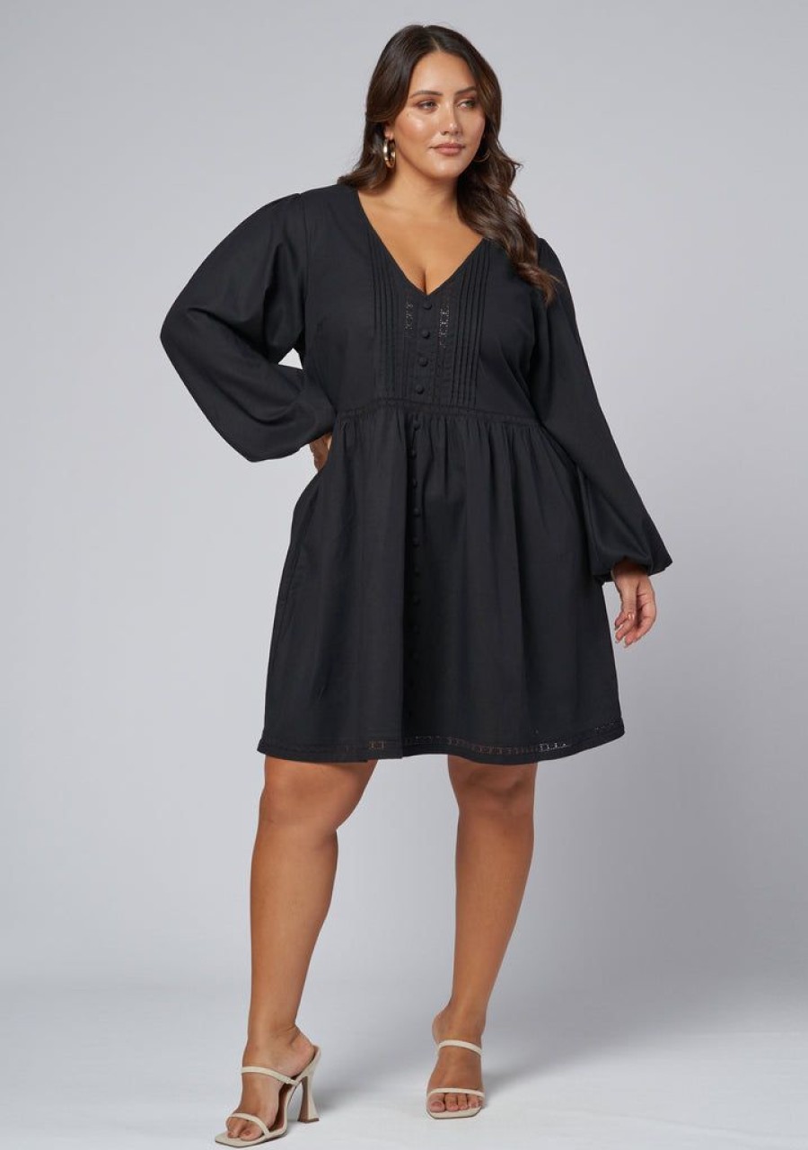 SOMETHING 4 OLIVIA Black Dresses | Lia Linen Mini Dress