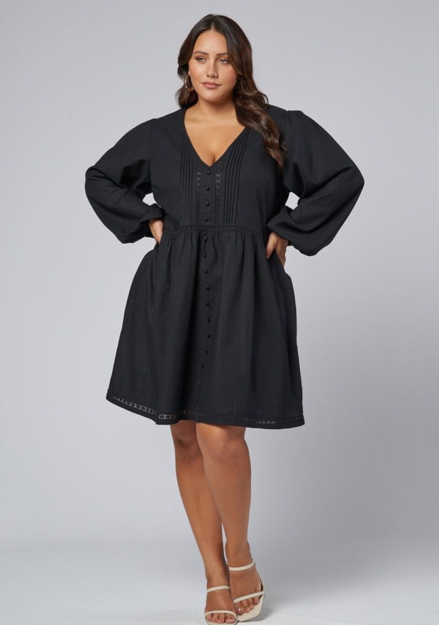 SOMETHING 4 OLIVIA Black Dresses | Lia Linen Mini Dress