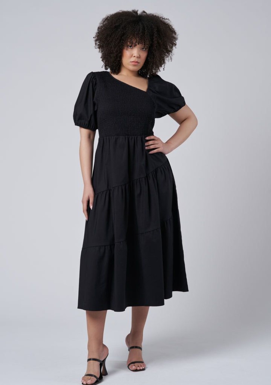 SOMETHING 4 OLIVIA Black Dresses | Miley Asymmetric Midi Dress