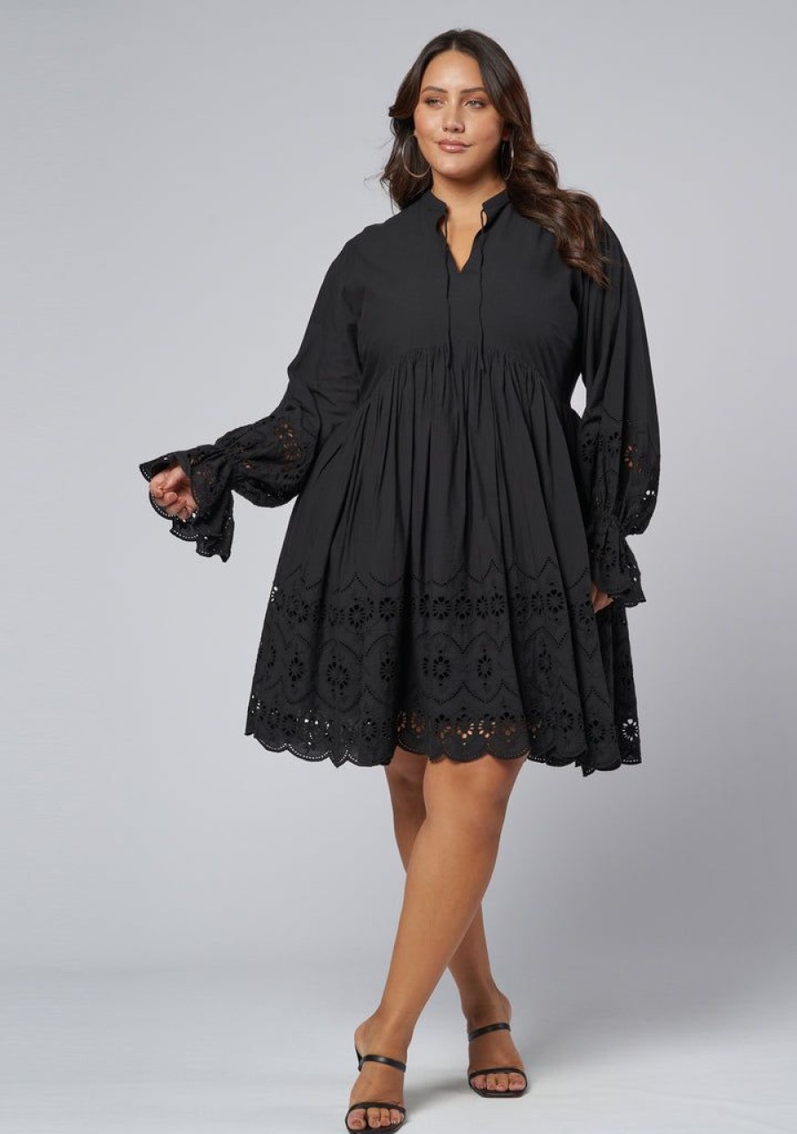 SUNDAY IN THE CITY Black Dresses | Heartless Broderie Mini Dress