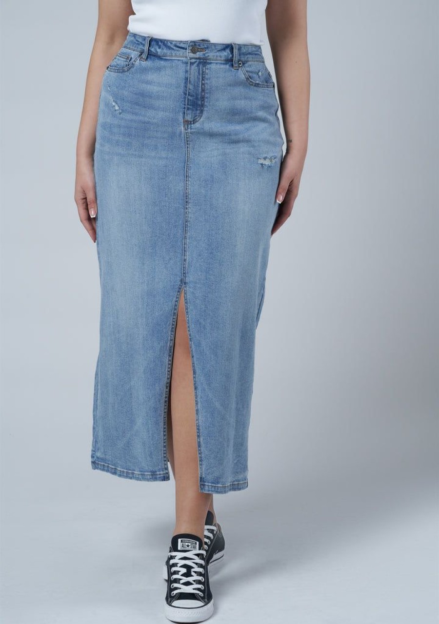 SUNDAY IN THE CITY Denim | Hype Denim Maxi Skirt