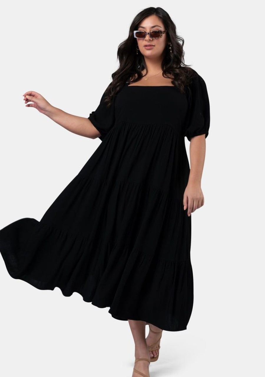 SOMETHING 4 OLIVIA Black Dresses | Isadora Balloon Sleeve Maxi Dress