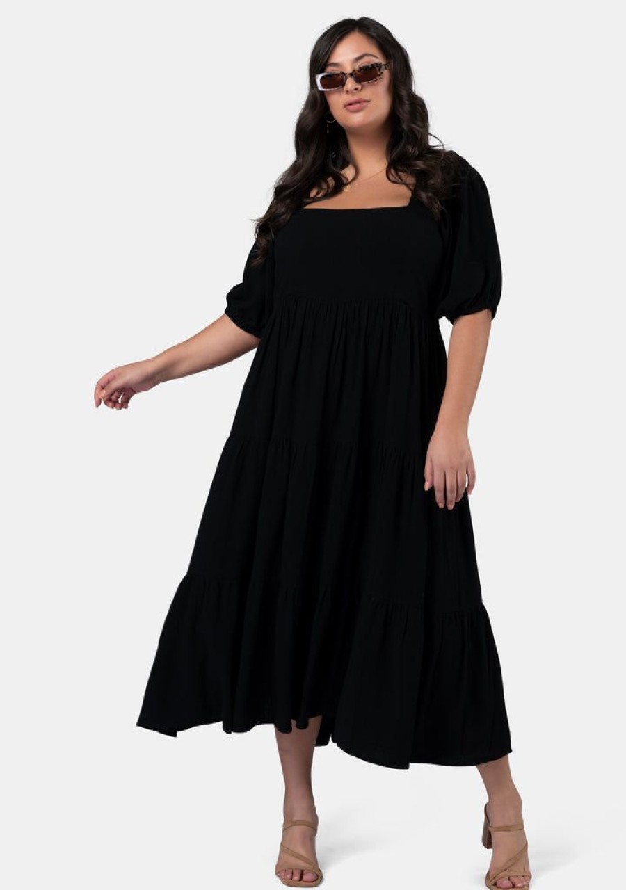 SOMETHING 4 OLIVIA Black Dresses | Isadora Balloon Sleeve Maxi Dress