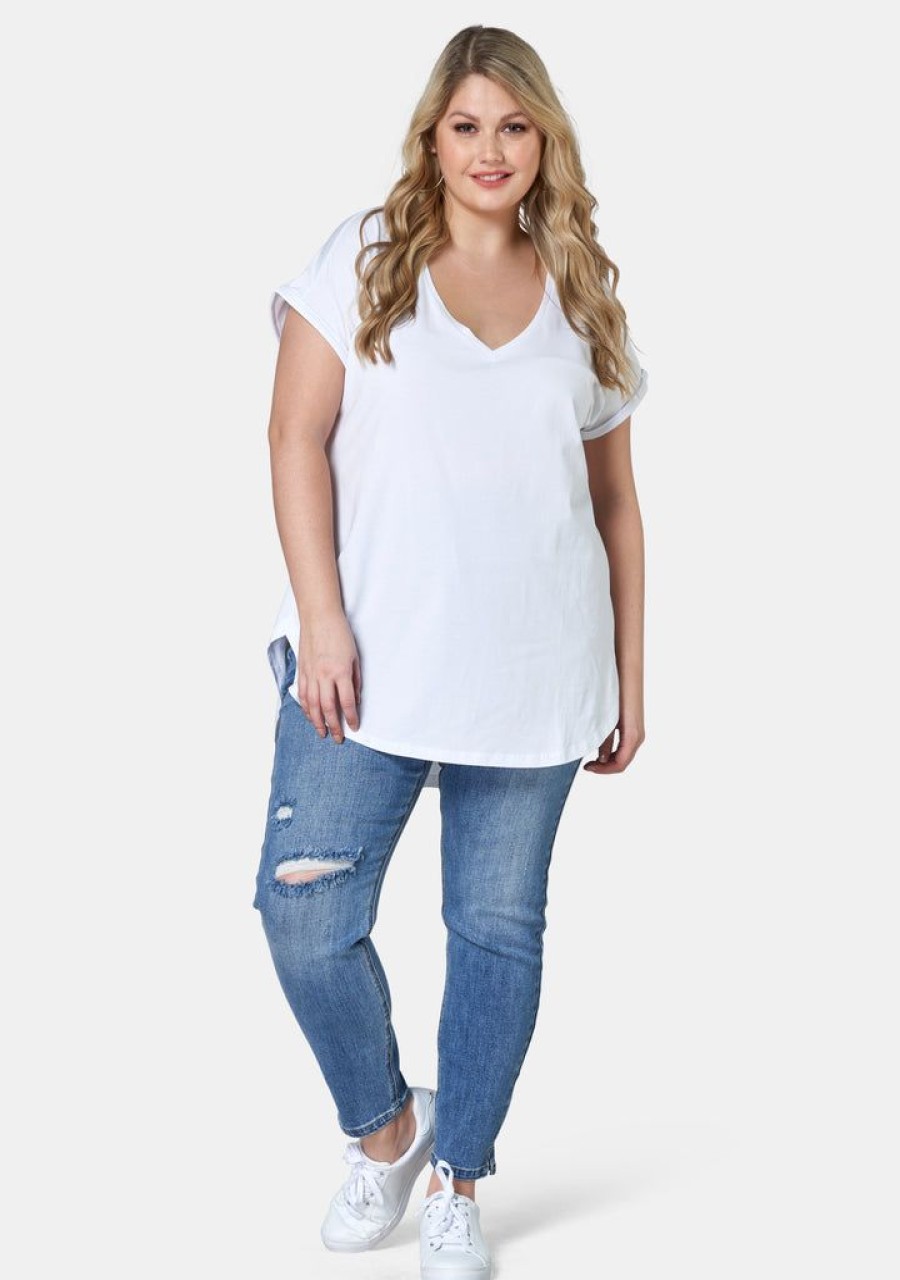 INDIGO TONIC T-Shirts | Jacinta Longline V Neck Tee