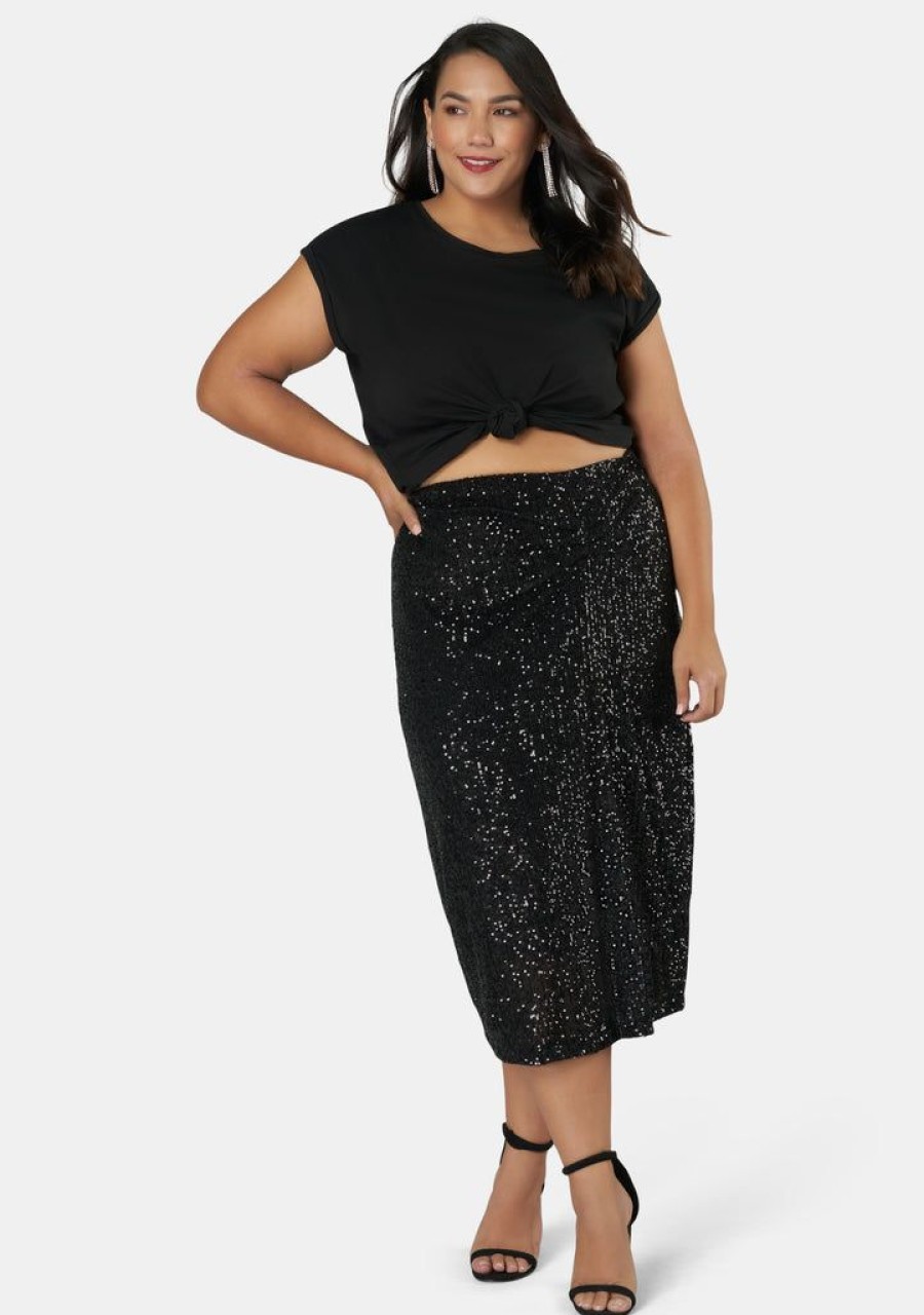 PINK DUSK Midi Skirts | Fire & Desire Sequin Skirt