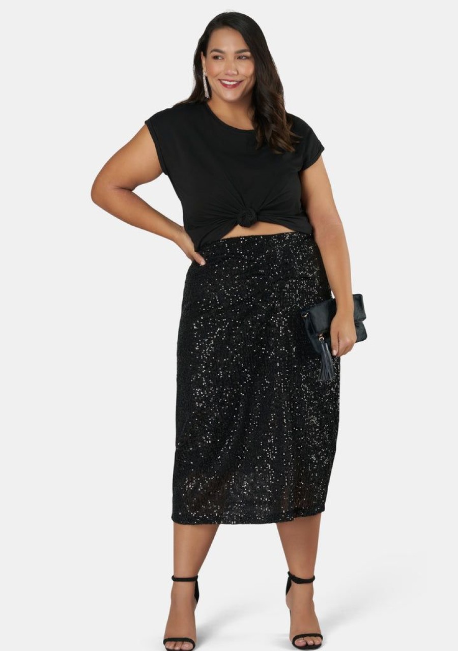 PINK DUSK Midi Skirts | Fire & Desire Sequin Skirt