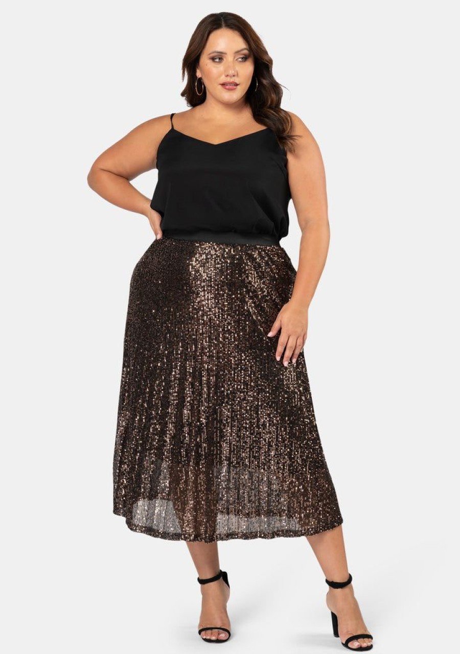 PINK DUSK Midi Skirts | Sure Thing Sequin Skirt