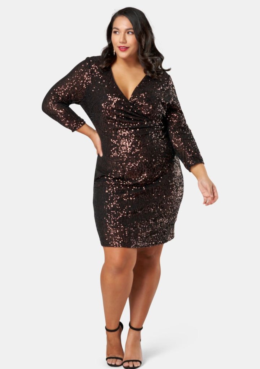 PINK DUSK Sequin Dresses | Smokin Hot Sequin Wrap Dress