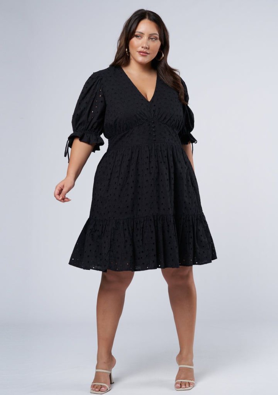 SOMETHING 4 OLIVIA Black Dresses | Eiffel Broderie Mini Dress