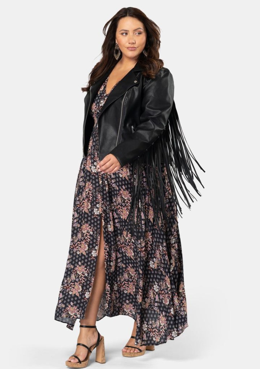 THE POETIC GYPSY Jackets & Coats | Star Dancer Fringe Pu Jacket