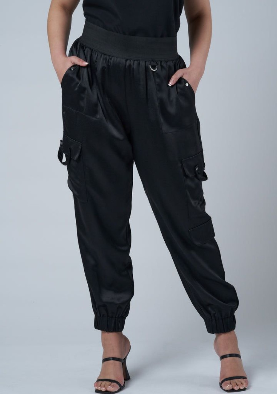 SUNDAY IN THE CITY Pants | Jaded Satin Cargo Pants