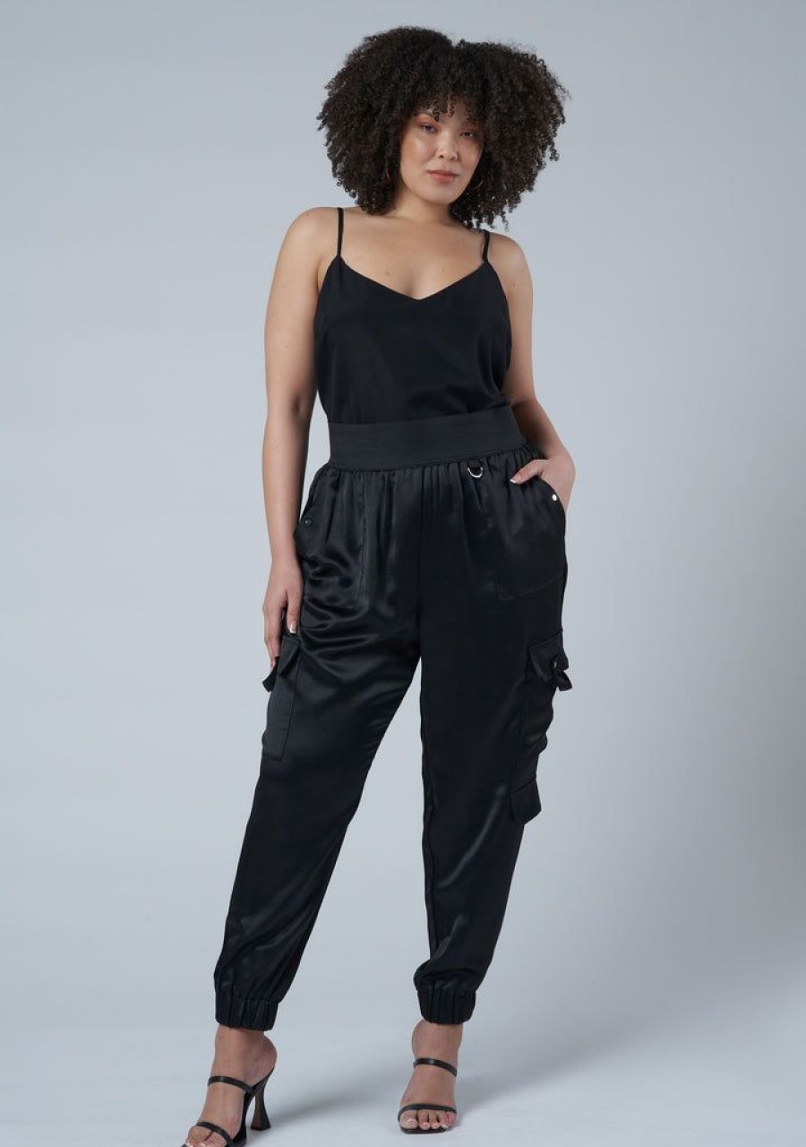 SUNDAY IN THE CITY Pants | Jaded Satin Cargo Pants